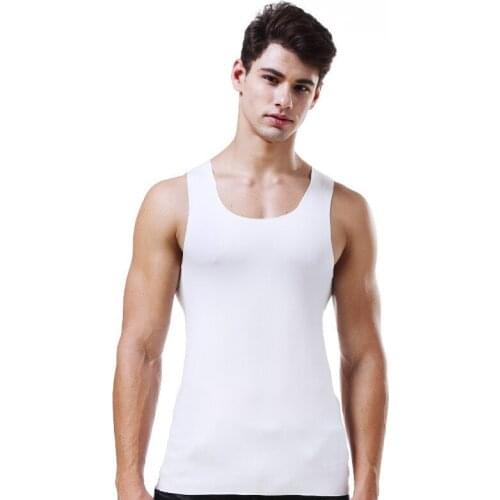 2021 Summer Tank Tops Mens Vest Ice Silk Undershirt Male Bodybulding Solid Transparent O Neck Sleeveless T-shirt Men Clothing