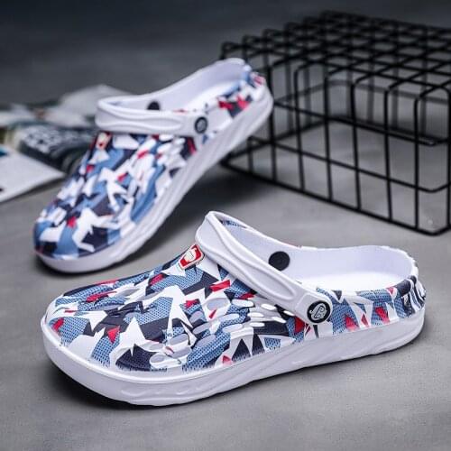 Mens Vulcanized Shoes Outdoor Slippers Fashion Personality Flip-flops Non-slip Semi-Slipper Summer Mens Sandal Size 39-44