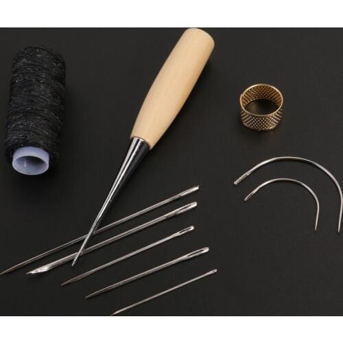 1 Set Canvas Leather Sewing Shoes Repair Tool Sets Awl Hand Stitching Taper Leathercraft Needle Tool Kit Leather Craft Sewing
