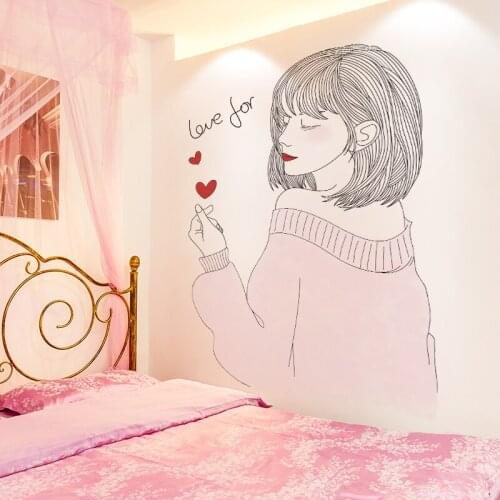 [shijuekongjian] Cartoon Girl Wall Stickers DIY Kids Rooms Mural Decals for Living Room Children Nursery House Decoration