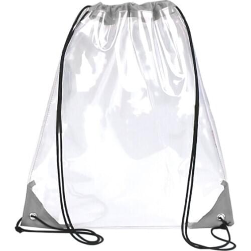 New Transparent Drawstring Backpack School Tote Gym Bag Sport Pack 20CA