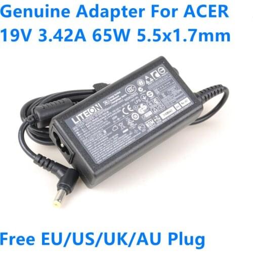 Genuine 19V 3.42A 65W 5.5x1.7mm LITEON PA-1700-02 PA-1650-86 AC Adapter For ACER ASPIRE 5310 5330 TM4750 TM5742 Laptop Charger