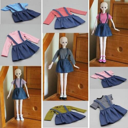 The Strap Dress for 60cm BJD Doll Denim Skirt Fashion Doll Clothes Long Short Sleeve Princess Clothing 1/3 BJD Doll Accessories