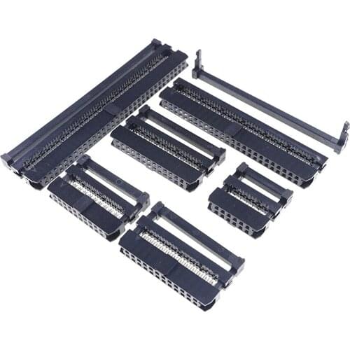 50pcs 0.079" 2.0 mm IDC Socket Female 6 8 10 12 14 16 18 20 24 26 30 34 40 50 60 Pin Rectangular Connector Ribbon Cable 1.00 mm