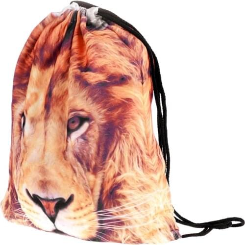 Drawstring Backpack fashion Women 3D Lion printing travel softback men mochila Mobile phone drawstring bags unisex bag new