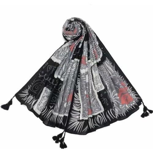 2021 Fashion Newest Printed Pattern Cotton Tassel Scarf Shawls Wraps Hijabs 6Colors 10pcs/lot