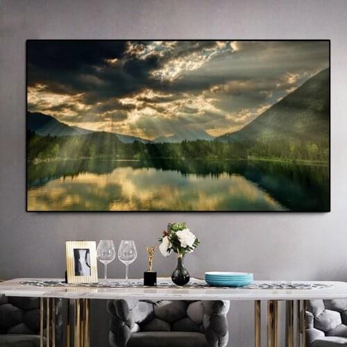 Modern Landscape Lake Mountain Canvas Painting Posters and Prints Cuadros Wall Art Pictures for Living Room Home Decor Unframed