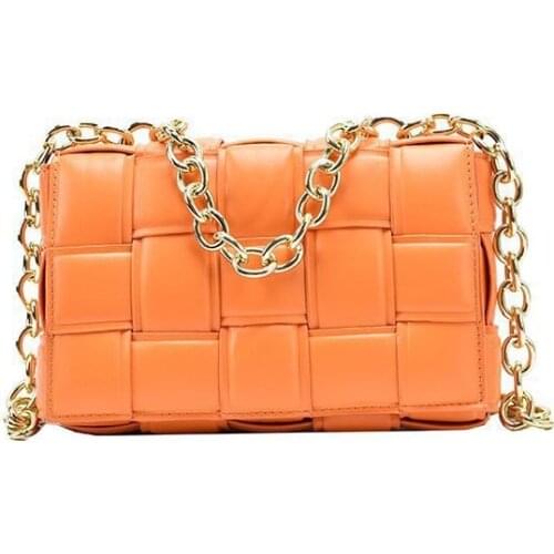 Women Crossbody Bag Weave Flap Bags For Lady Quality Leather Thick Chain Shoulder Messenger Bags Female Handbag And Purse