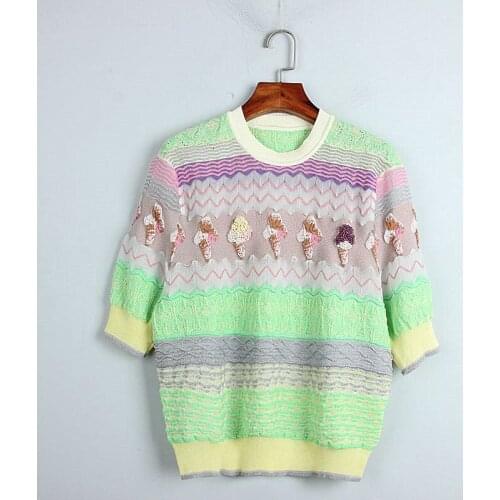 2020 Autumn Free Shipping Sweater Short Sleeve Crew Neck Kint Pullover Fashion Womens Clothes DL