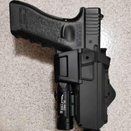 Tactical Gun Holster For Glock 17 Colt 1911 Movable Airsoft Waist Pistol Holster With Flashlight Laser Mounted Handgun Case