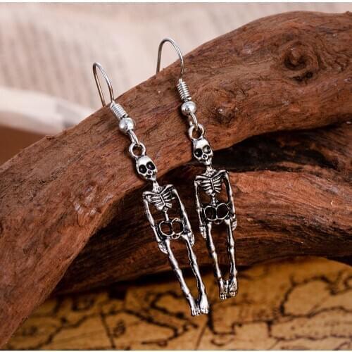 Halloween ornaments Vintage Skeleton Punk Skull Dangle costume Earrings for Women Jewelry Party Gifts Aretes 2021 trendy