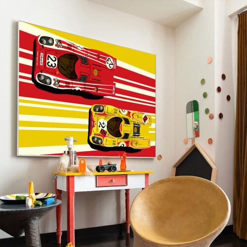 Vintage Car Poster Classic Cartoon Racing F1 Race Car Artwork Wall Art Picture Print Canvas Painting For Home Living Room Decor