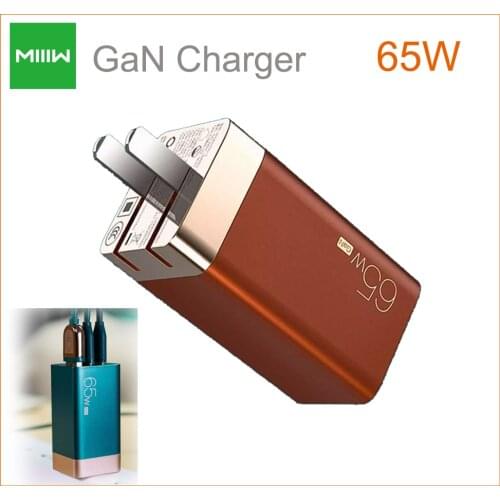 New MIIIW GaN Charger 65W 3 ports Support PD QC3.0 Intelligent Temperature Control Type-C 2C1A Quick Charge For Phone Laptop
