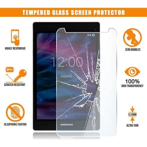 Screen Protector for Medion Lifetab P8313 8 Inch Tablet Tempered Glass 9H Premium Scratch Resistant Anti-fingerprint Film Cover