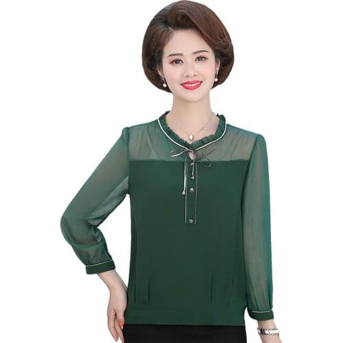 2021 Fashion Women Blouse Shirt Green Color Long Sleeve Lace Womens Clothing Bow Lace Plus Size Feminine Tops Blusas