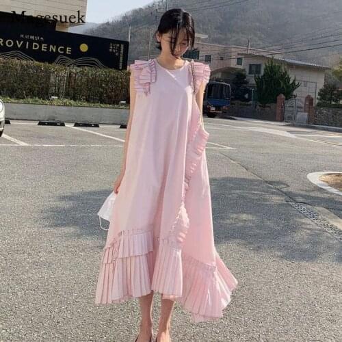 Sweet Chic Summer Dress Women Solid Irregular Pleated Short Sleeve Dress for Women Elegant Party Loose Long Dress Vestido 14001