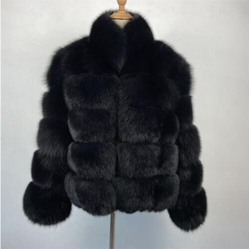 BEIZIRU real fox raccoon silver fox fur stand collar coat high quality new women winter thick warm