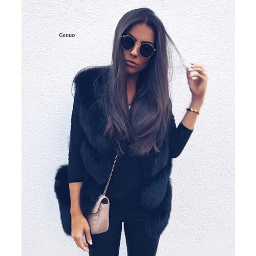 Faux Fur Vest Coat Casual Warm Slim Sleeveless Faux Fox Fur Vest Winter Faux Fur Coats Women Pink Fur Jacket New Fashion