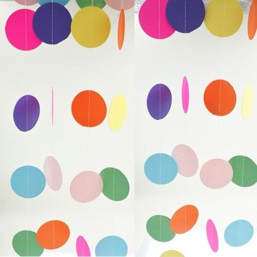 2m/4m Mix Color 1Pcs Hanging Paper Garland Flora String Wedding Birthday Baby Decoration Round Circle Festive & Party Supplies