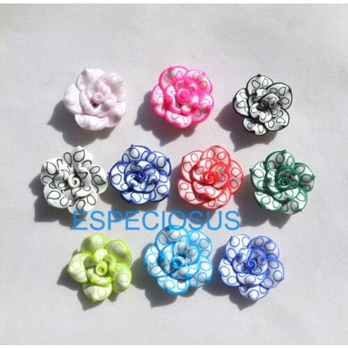 10pcs DIY Jewelry accessories 27*13mm Polymer Clay flowers mix color rose necklace Making Departments Rose Flower Charms