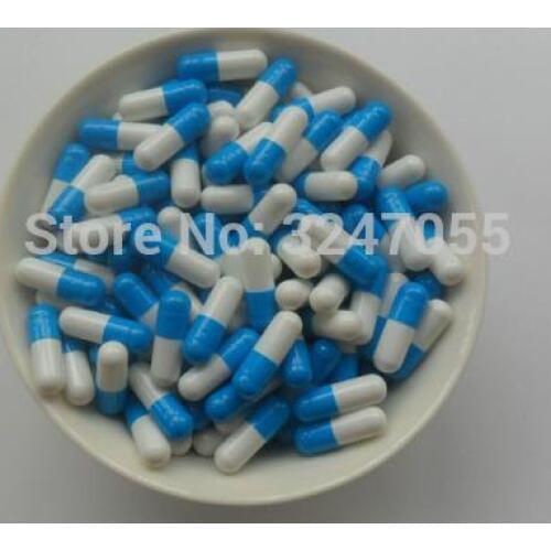1000pcs/lot Size 1# Blue + White Top Quality Empty Capsule Shells, DIY Medicine Powder Refiilable Bottle, Health Capsule Package