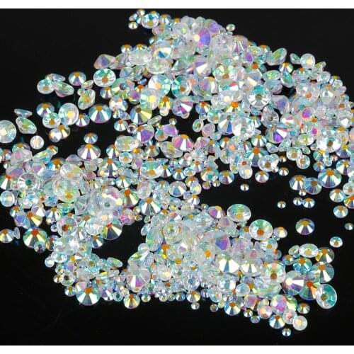 1440pcs/lot Glitter Crystal Clear AB Rhinestone Glass Flat Rhinestone DIY Garment Sewing&Fabric Nail Art Rhinestones Decorations