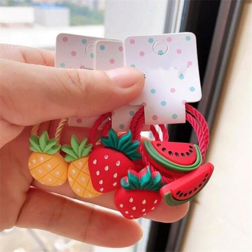 2PCS New Cartoon Cute Cherry Radish Princess Headwear Kids Elastic Hair Bands Children Ropes Girls Accessories Baby Headdress