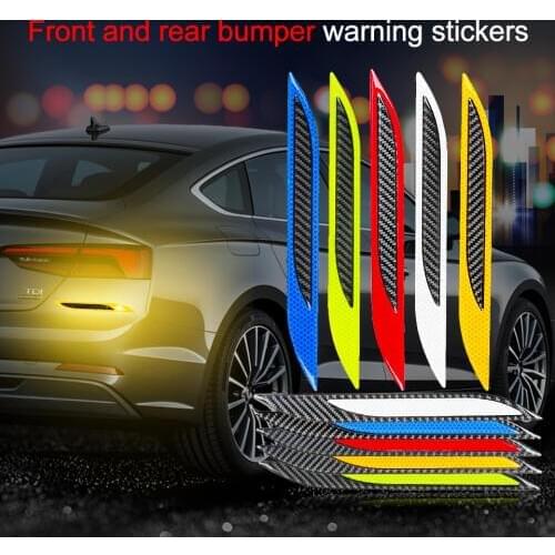 2Pcs Carbon Fiber Reflective Safety Warning Strip Tape Car Bumper Reflective Strips Secure Reflector Stickers Decals Car Styling
