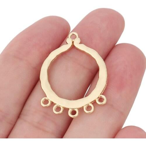 20 x Gold Tone Open Hollow Round Connectors Charms Pendants for DIY Earrings Jewelry Making Accessories 32x25mm