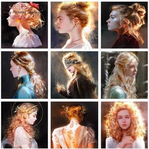 5D DIY Full Drill Diamond Painting Beautiful Gold Hair Girl Diamond Embroidery Woman Portrait Cross Stitch Rhinestone Mosaic Art