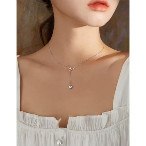 925 sterling silver jewelry with new ins simple tassel love pendant personalized clavicle chain necklace for female lover gifts