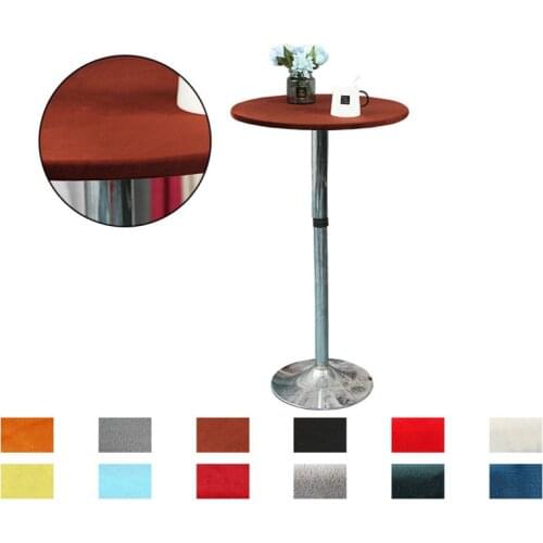 Silver Fox Velvet Desktop Cover Elastic Round Cocktail Tablecloth High Foot Table Bar Coffee Shop Desktop Cover Solid Color L1