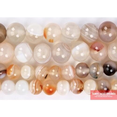 Free Shipping Natural Stone White Stripe Agates Round Loose Beads 4 6 8 10 12MM Pick Size For Jewelry Making WAB50