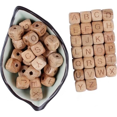 60Pcs/lot 12mm Cube Wooden Square Letter Spacer Loose Beads Natural Beech Wood Beads for Diy Jewelry Making Accessories