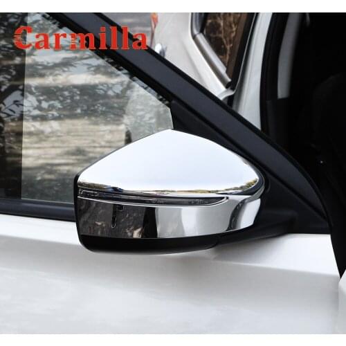 Carmilla ABS Chrome Rearview Mirror Cover Protection Covers Sequins Sticker for Nissan Kicks 2017 2018 2019 2020 2021 Stickers