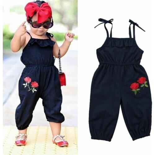 1-6Years Toddler Kids Baby Summer Strap Suspenders Embroidered Romper Jumpsuit Harem Pants Clothes Outfits Outfit Summer Clothes
