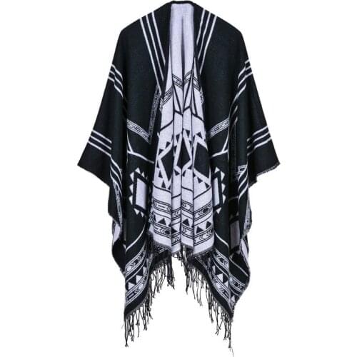 Geometric diagonal split length wish popular split tassel Cape imitation cashmere cape