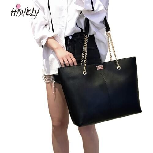 HISUELY Women pu Leather Handbags Female Shoulder bag designer Luxury Lady Large Capacity Zipper shoulder bag black lattice Tote