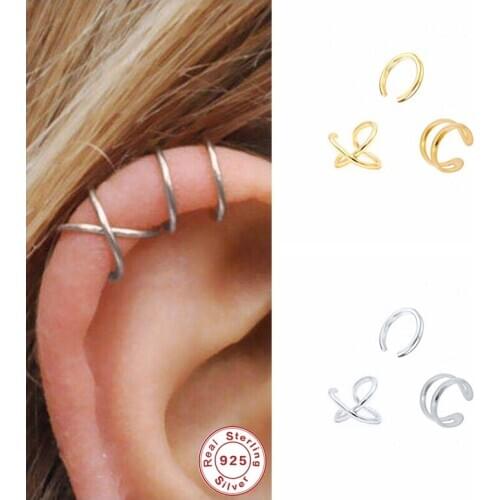 Ear Cuff Clip On Earrings Fake Cartilage Earring For Woman Girls S925 Sterling Silver Clips Earring Without Piercing Jewerlly