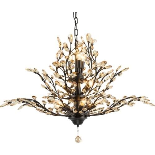Country crystal chandelier lamp personality branch retro double staircase villa hotel dining room living room decoration lights