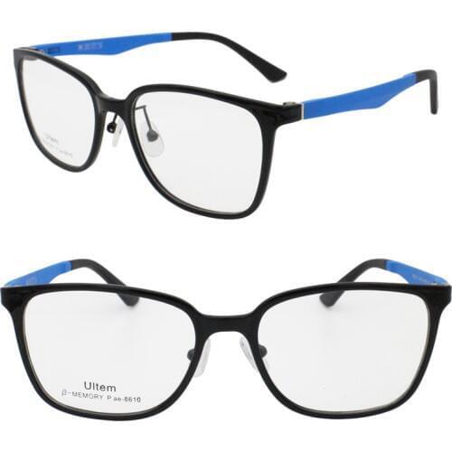 Classic 8610 square shape full-rim with adustable silicone nose pad ultra lightweight ULTEM personality prescription glasses