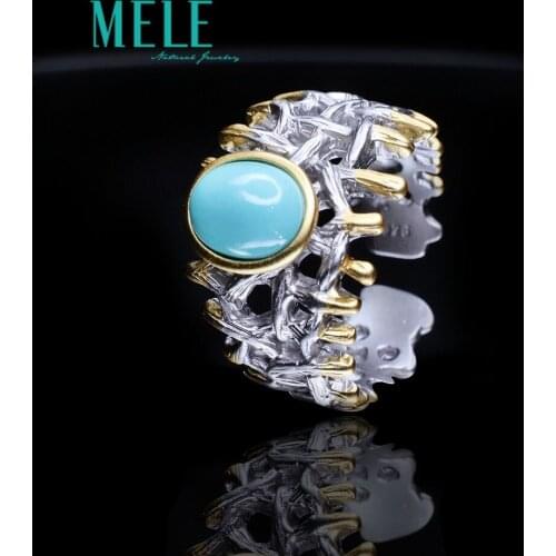 Natural Turquoise 925 silver ring gemstone ring