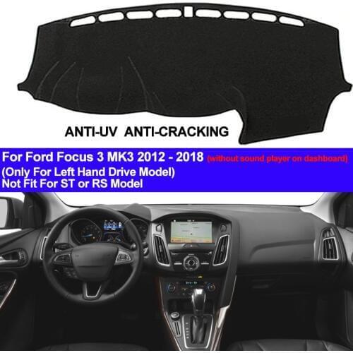 TAIJS Car Dashboard Cover Dash Mat For Ford Focus 3 MK3 2012 2013 2014 2015 2016 2017 2018 Dashmat Pad Anti-slip Carpet ANti-UV