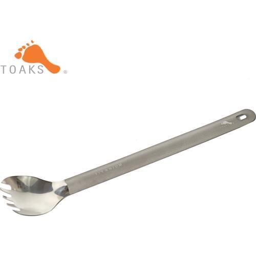 TOAKS SLV-14 Titanium Long Handle Spork with Polished Bowl Outdoor Picnic and Household Dual-Use Tableware Spoon 220mm 19g