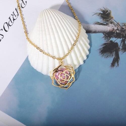 Fashion Creative Flower Zircon Necklace For Women Bijoux Exquisite Gold Color Geometry Hollwo Out Pendant Collier Jewelry Gifts