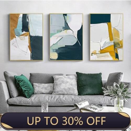 Marble Color Block Abstract Geometric Wall Art Canvas Painting Picture Posters Prints Gallery Living Room Interior Home Decor