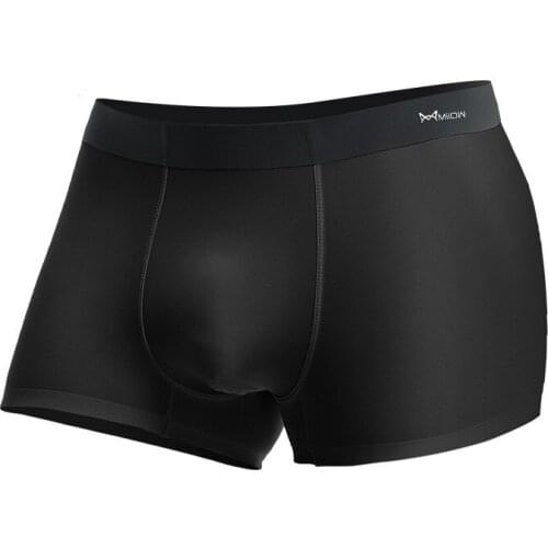 No Trace Mens Boxers Sexy Man Underwear Breathable Panties Solid Transparent Ice Silk Pouch Underpants Male Shorts Plus Size