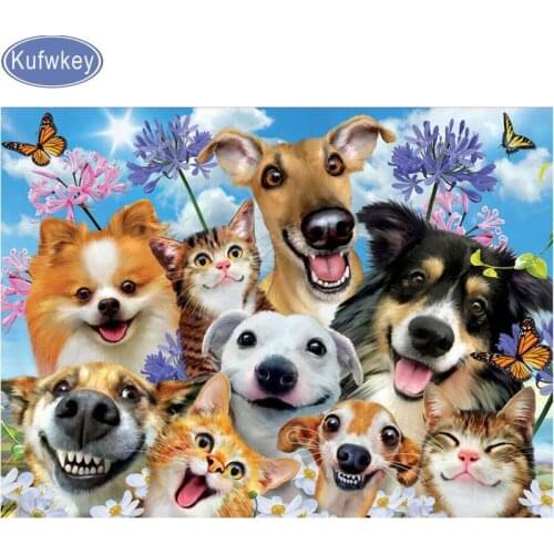 Childrens Gift Diamond Embroidery Dogs laugh Full Square Drill Sale Diamond Painting Animals Cross Stitch Kit Home Decoration