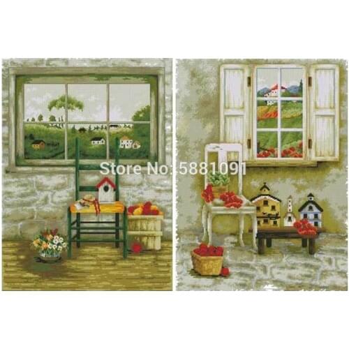 Scenery outside the window Counted Cross Stitch 11CT 14CT 18CT DIY Cross Stitch Kits Embroidery Needlework Sets home decor