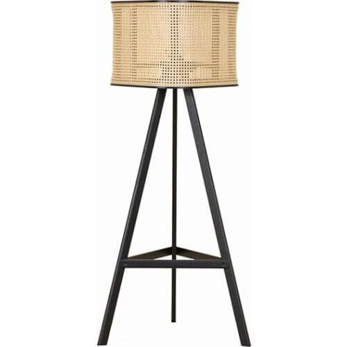 Zq Solid Wood Rattan Floor Lamp Homestay Hotel Creative Bedside-Use Decorative Lamp Korean Ins Style Rattan Furniture